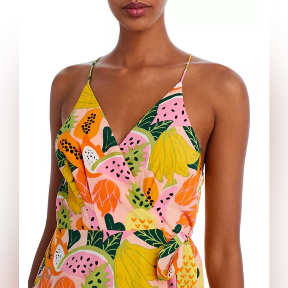 Aqua Pink and Yellow Floral Maxi Dress